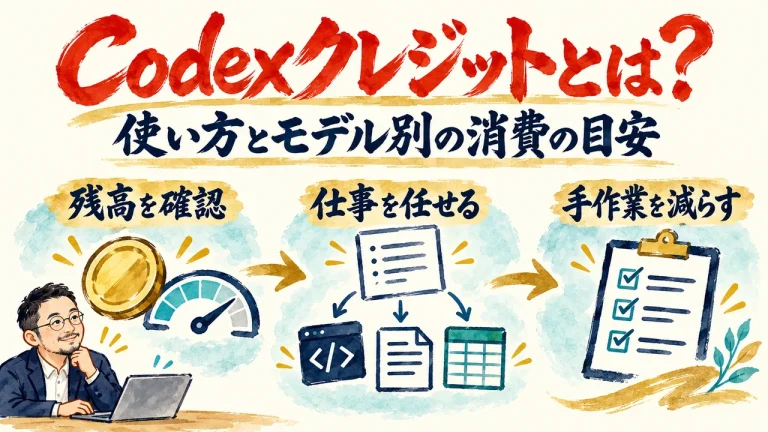Codexクレジットとは？使い方とモデル別の消費の目安、残高を手作業の削減に使う5つの活用例