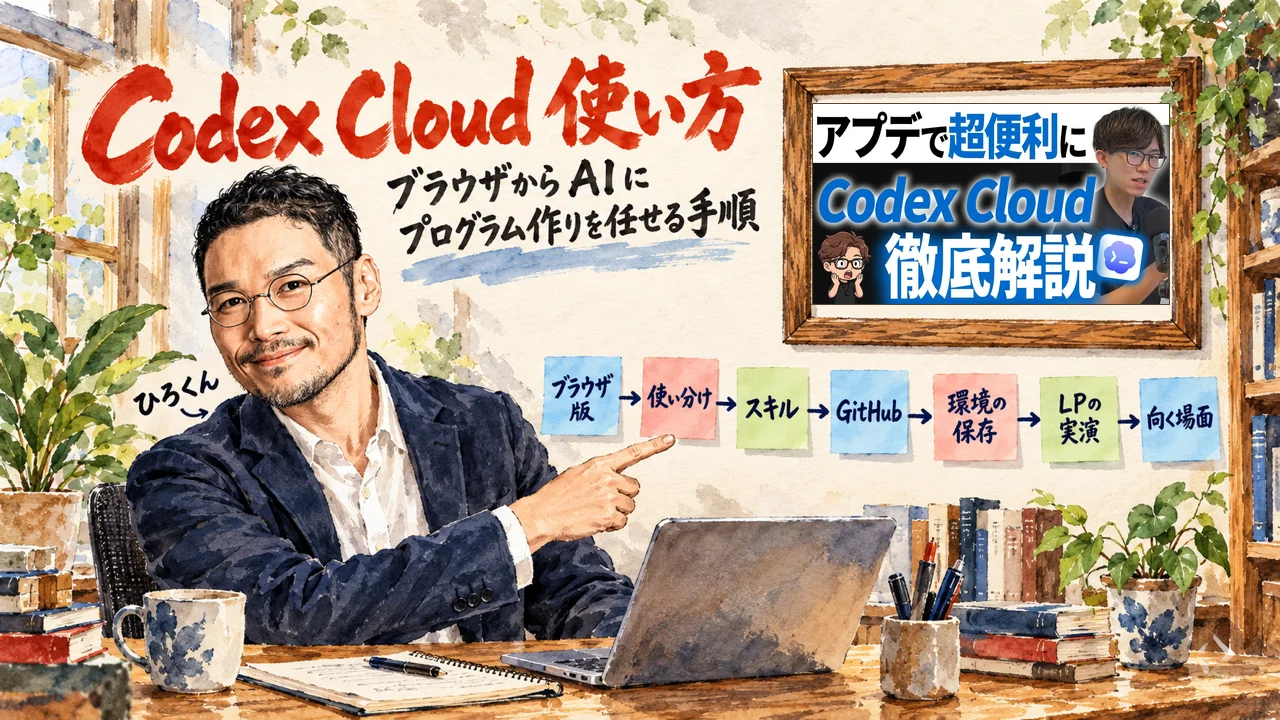くみ@プロフ必読ページ Codex Cloud 使い方は、GitHubにつないでブラウザからAIにプログラム