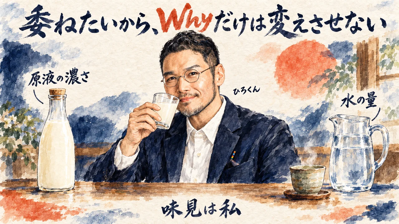 コラム：原液の瓶と水差しを前に、水で割った一杯の味を確かめるひろくん
