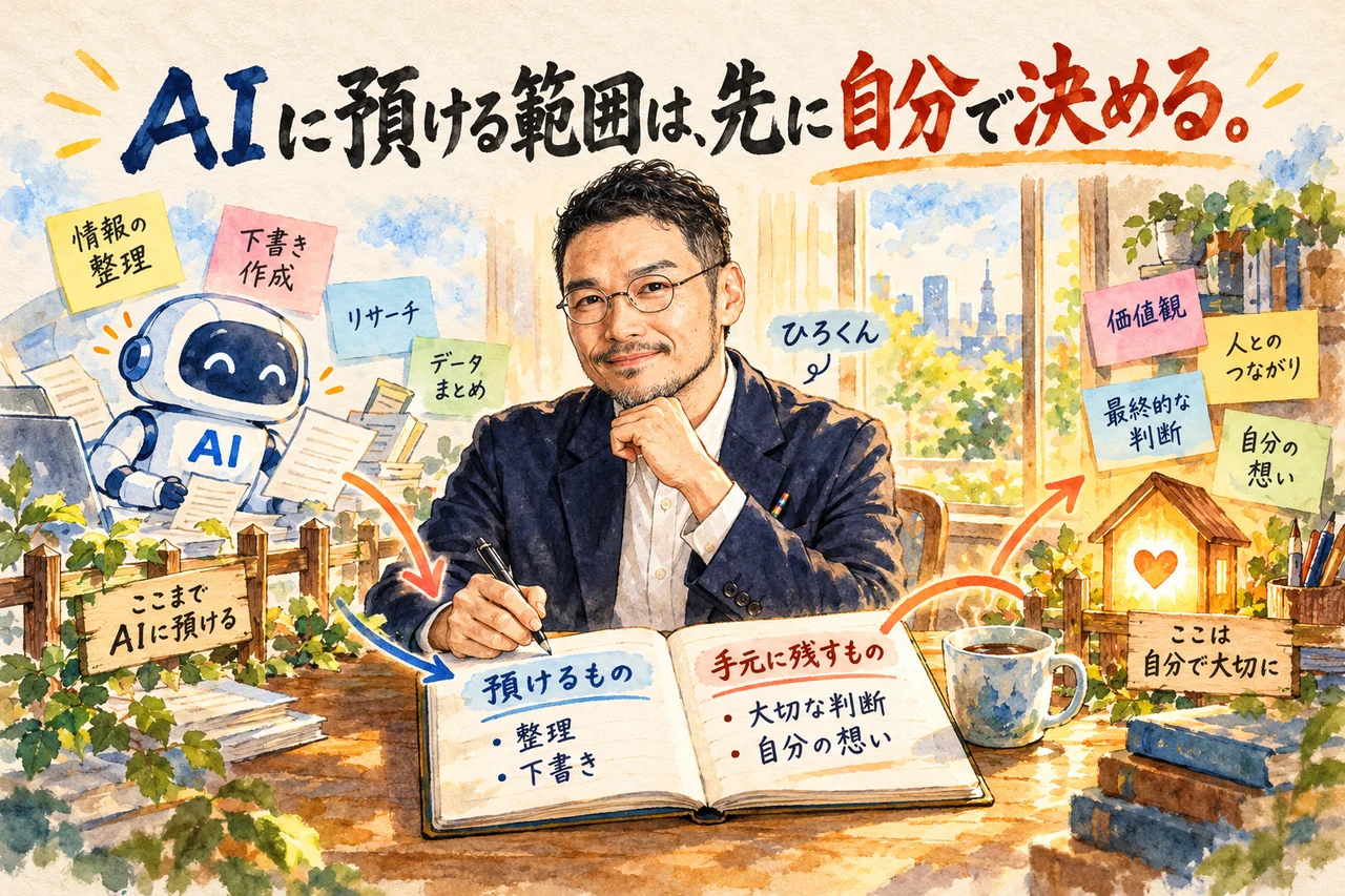 コラム｜AIに預ける範囲は、先に自分で決める流れの図