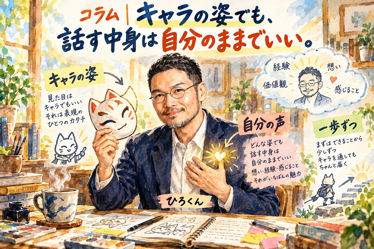 コラム｜キャラの姿でも、話す中身は自分のままでいいという考えの図