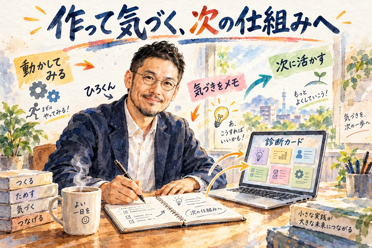 作ってみて分かったことを次の仕組みにつなげる｜朝の机で気づきを書き留めるひろくん
