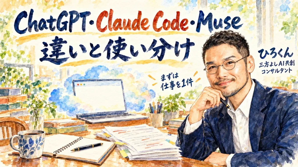 ChatGPT・Claude Code・Muse』『違いと使い分け