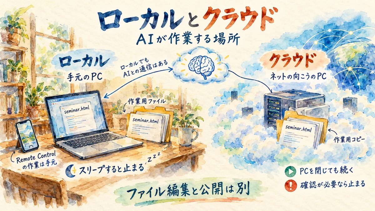 ローカルとクラウドの違いは？AIが作業する場所を知る