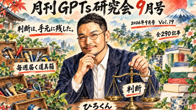 月刊GPTs研究会 2026年9月号 Vol.19 判断は、手元に残した。