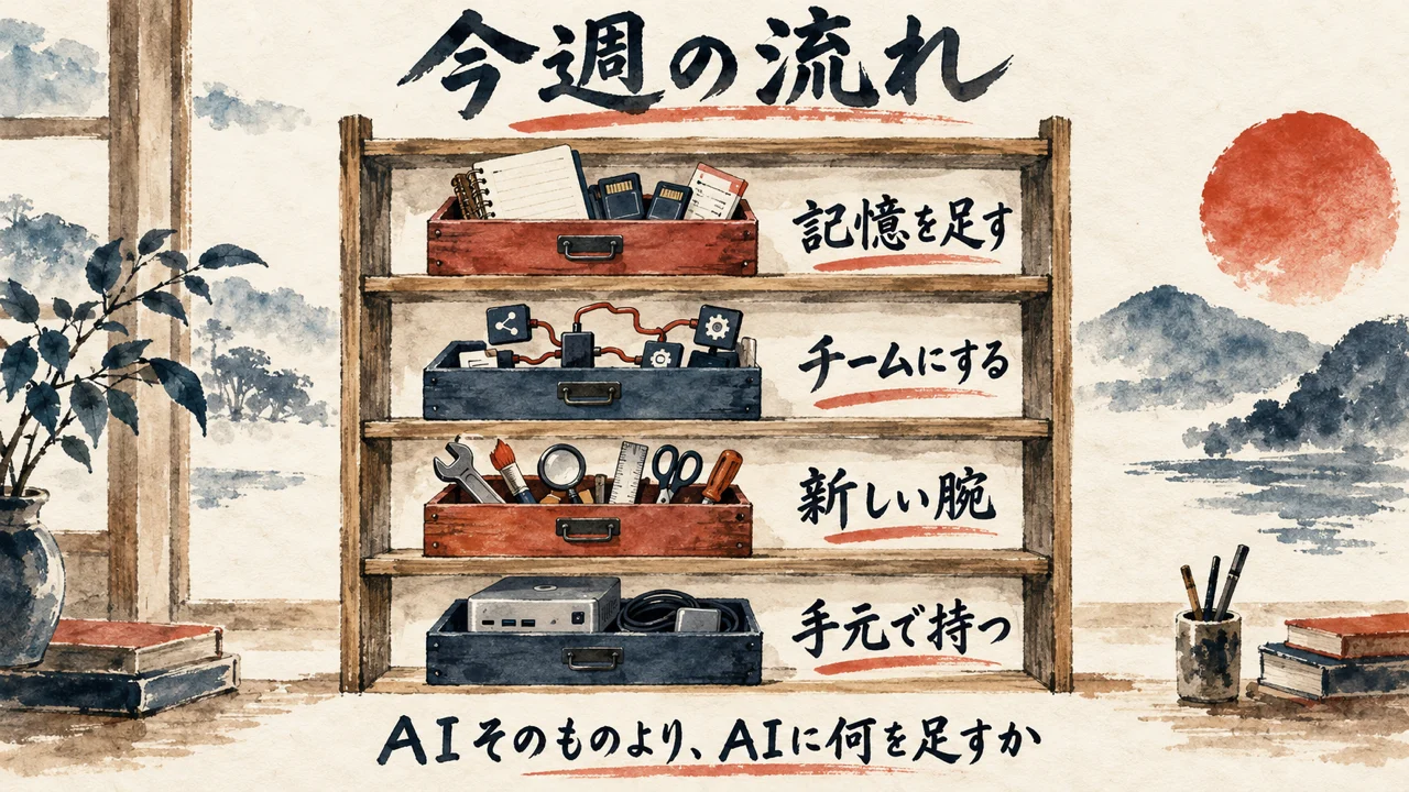 今週の流れを4段の棚で示した図