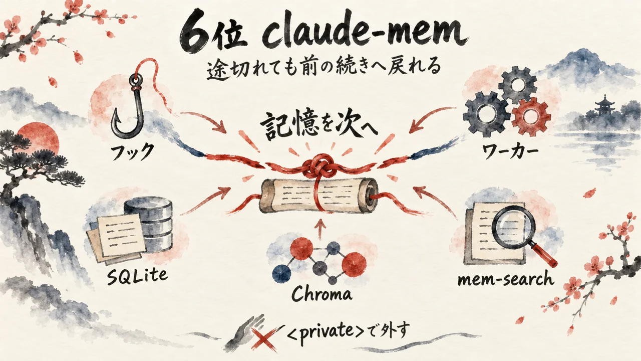 6位claude-memの仕組みを分けた図