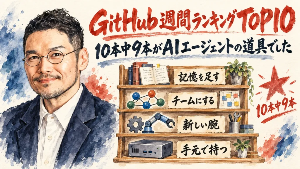 GitHub週間ランキングTOP10・10本中9本がAIエージェントの道具でした