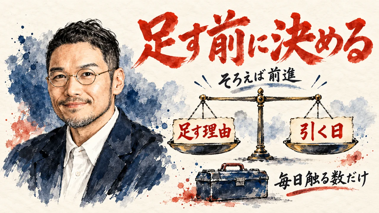 道具を足す前に、足す理由と引く日をそろえて決める、という図