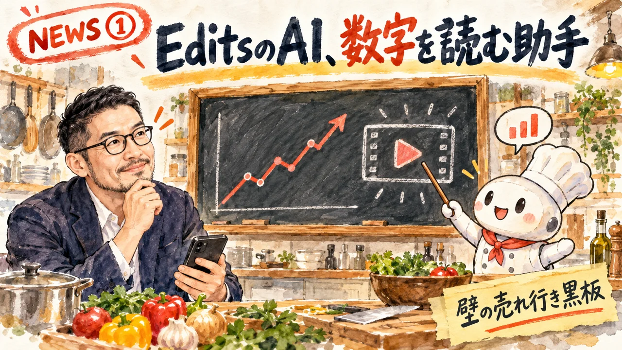 Instagram EditsのAIアシスタントのニュースを解説するひろくんのグラレコ