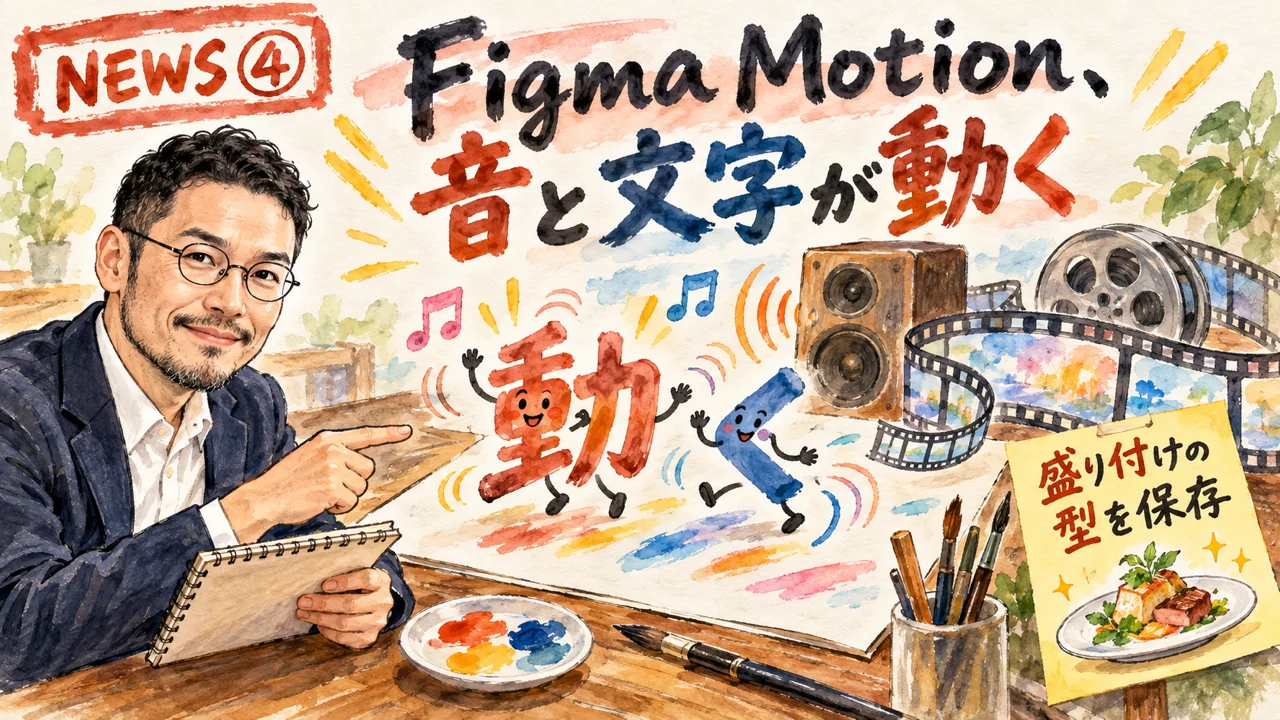Figma Motionのニュースを解説するひろくんのグラレコ