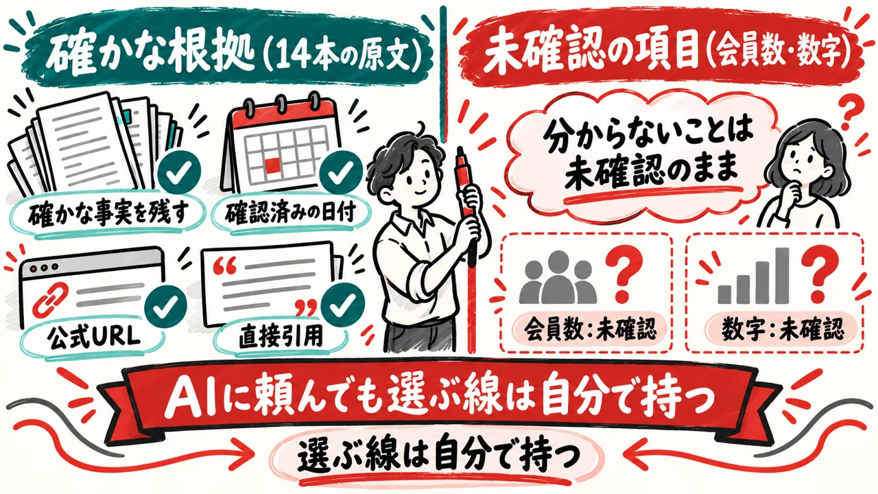 根拠と未確認を正直に分ける境界線｜確かな14本の原文と選ぶ線は自分で持つ姿勢