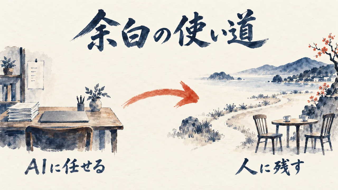 図解: AIに任せた時間の余白を、人に残す時間に使う
