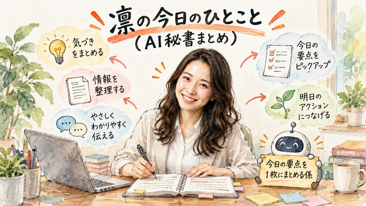 AI秘書 凛が今日のひとことをまとめるグラレコ