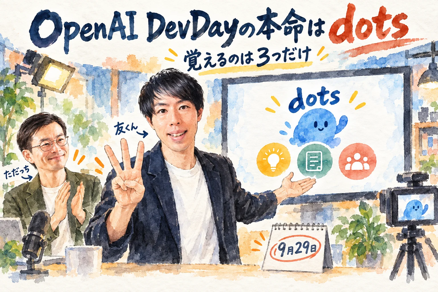 友くんがオープニング動画でdotsを紹介する場面のグラレコ