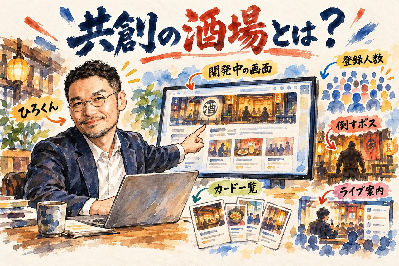共創の酒場とは？開発中の画面で見せた登録人数・倒すボス・LIVE案内・カード一覧