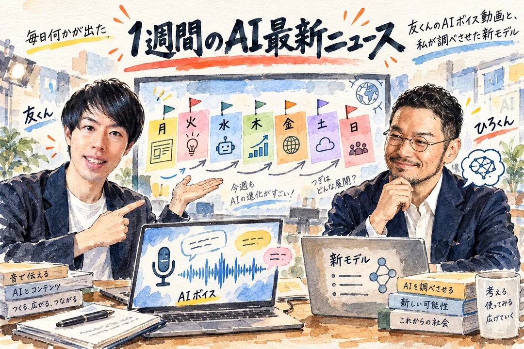 毎日何かが出た1週間のAI最新ニュース｜友くんのAIボイス動画とひろくんが調べさせた新モデル