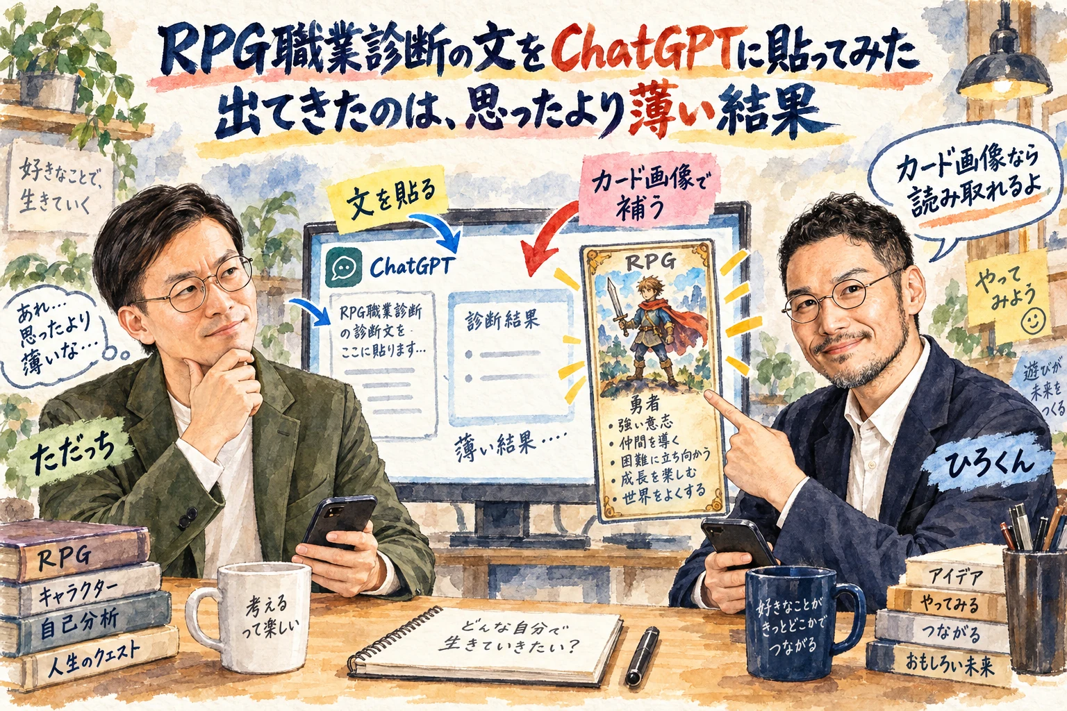 RPG職業診断の文をChatGPTに貼ってみた｜出てきたのは思ったより薄い結果とカード画像で補う話