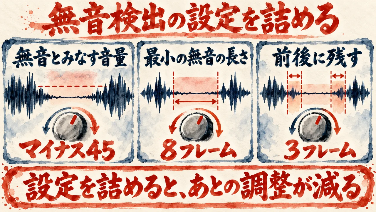 無音検出の三つの設定の図解