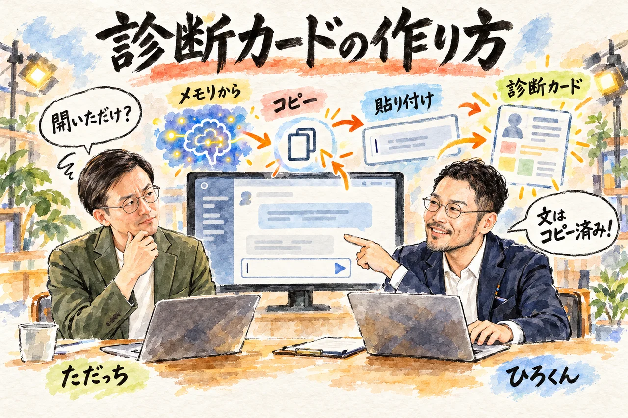 診断カードの作り方｜ChatGPTのメモリから作る手順と分かりづらいコピーの操作
