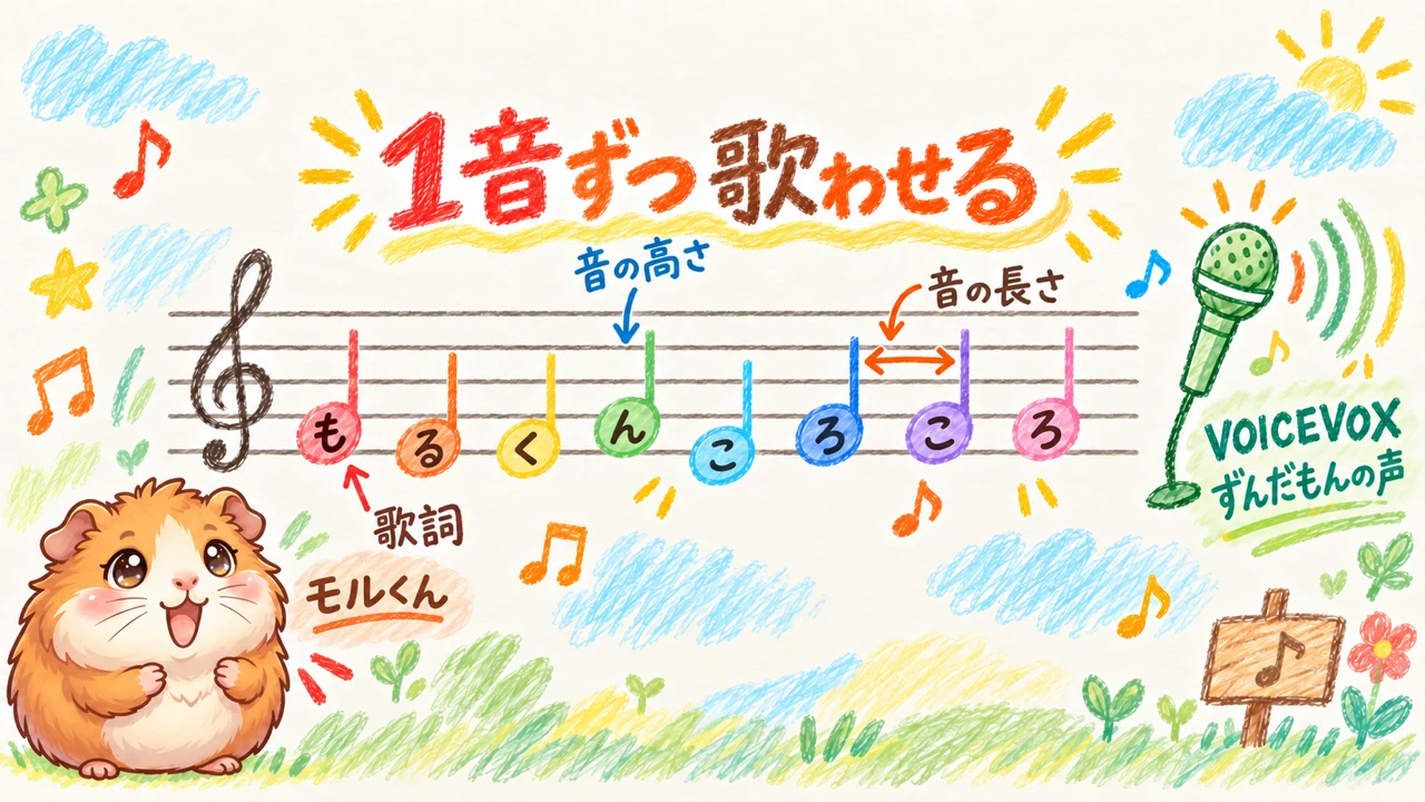 VOICEVOXのずんだもんに1音ずつ歌わせる