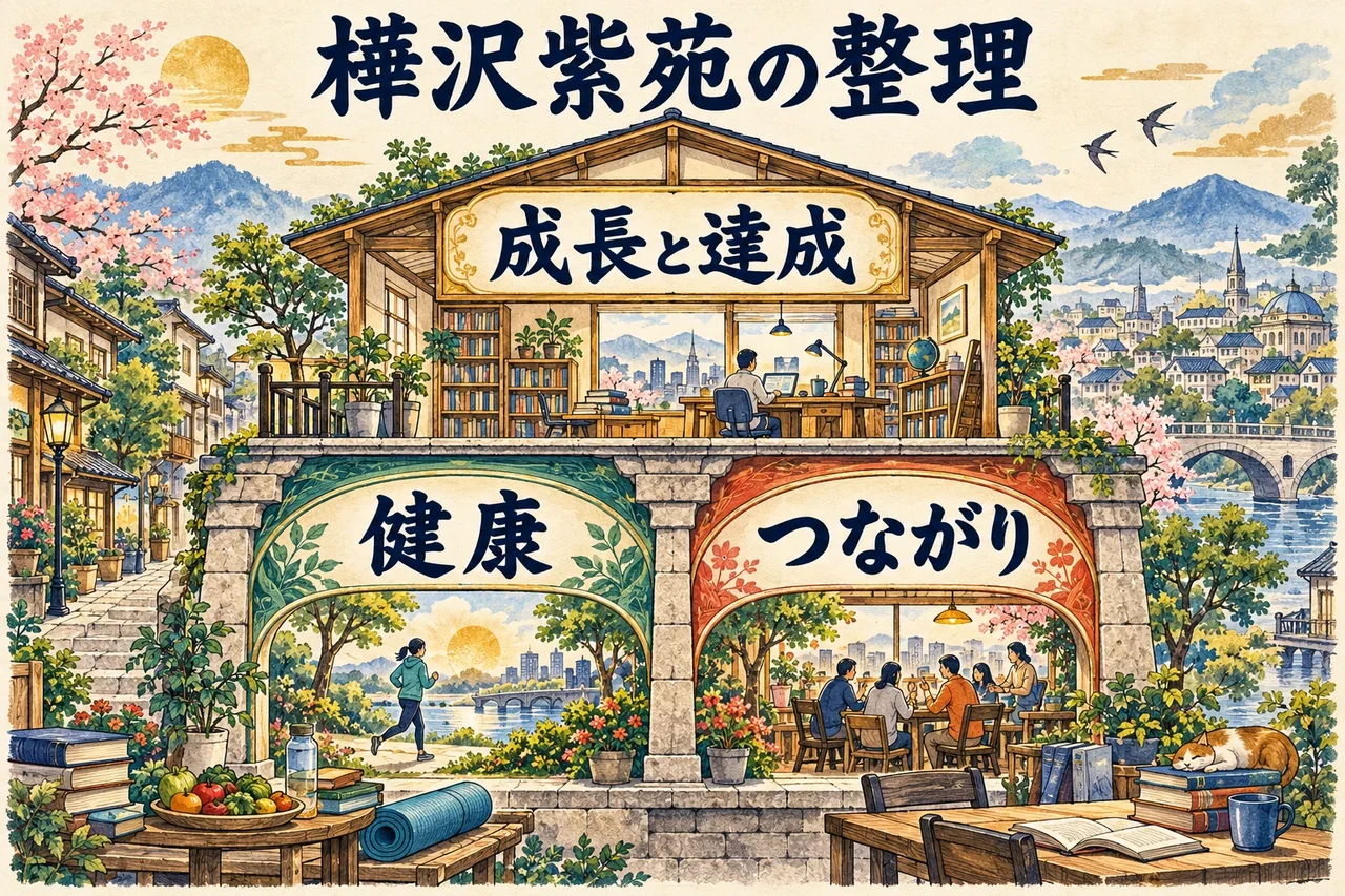 健康とつながりを土台に、成長と達成を重ねる全体像