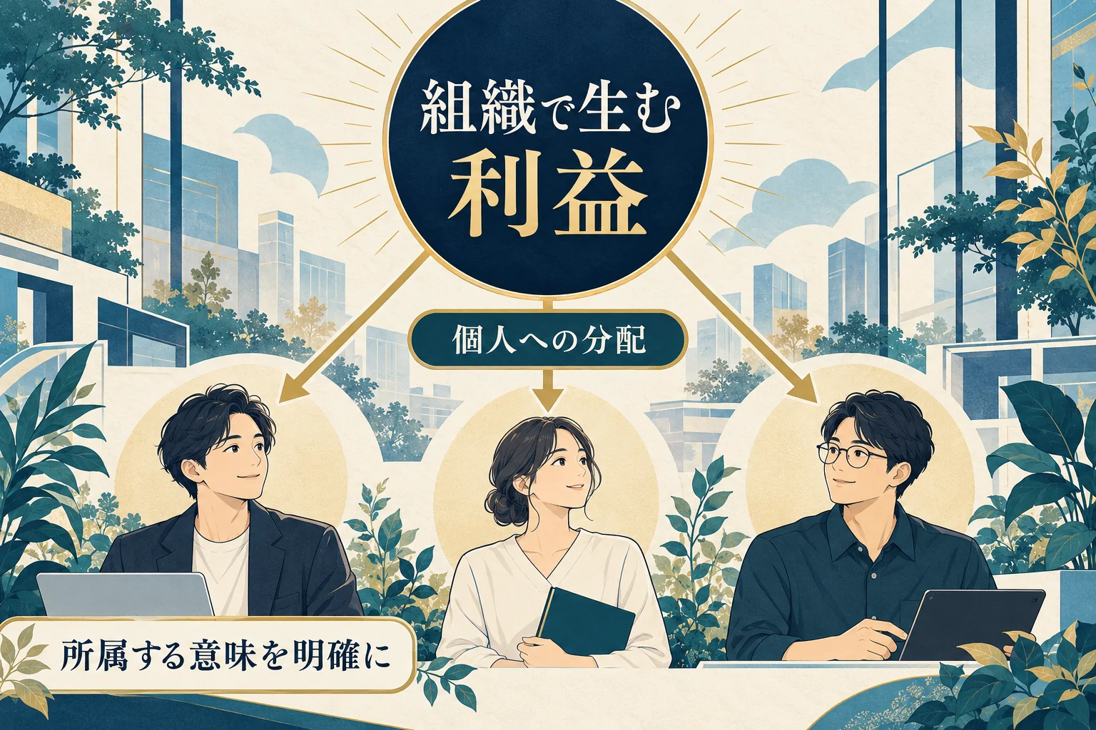 組織で生む利益から個人への分配が生まれるという本書の利益の順序