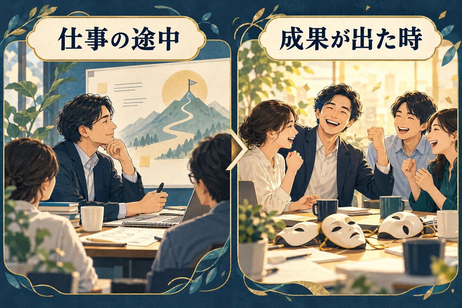 成果が出た時にはリーダーも仮面を外して喜びを分かち合う
