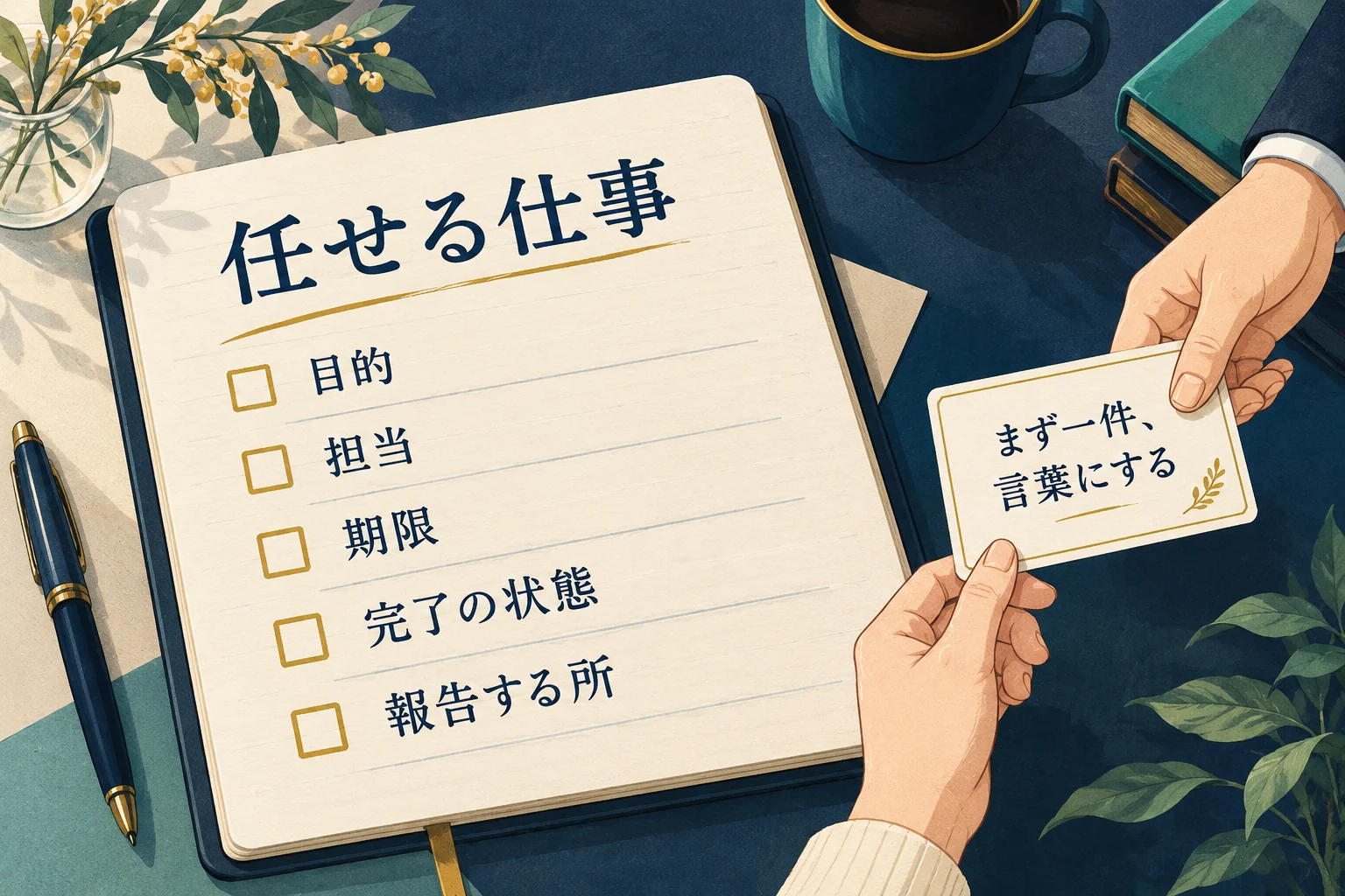 任せる仕事の目的・担当・終わり方を書き、確認する一つの仕事メモ