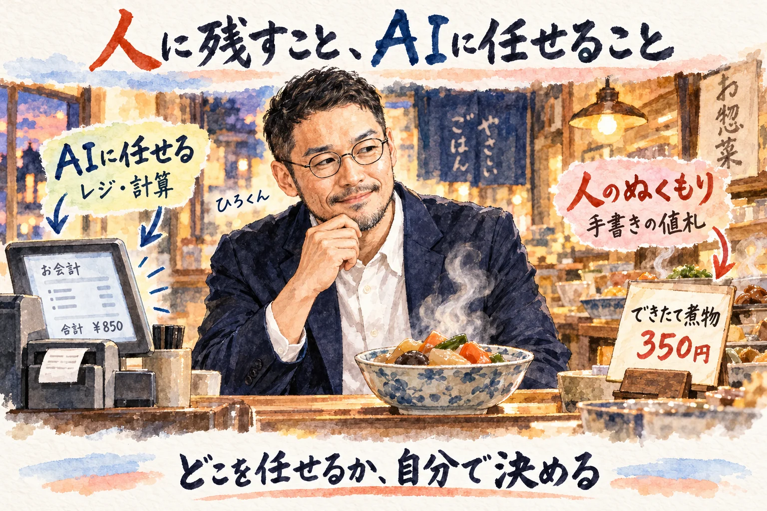 人が生っぽく残す場所と任せる場所を自分で分ける コラム図解