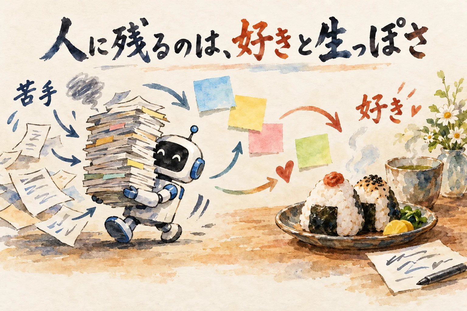 苦手なことはAIへ 好きなことと人の味は自分の手に残す 図解