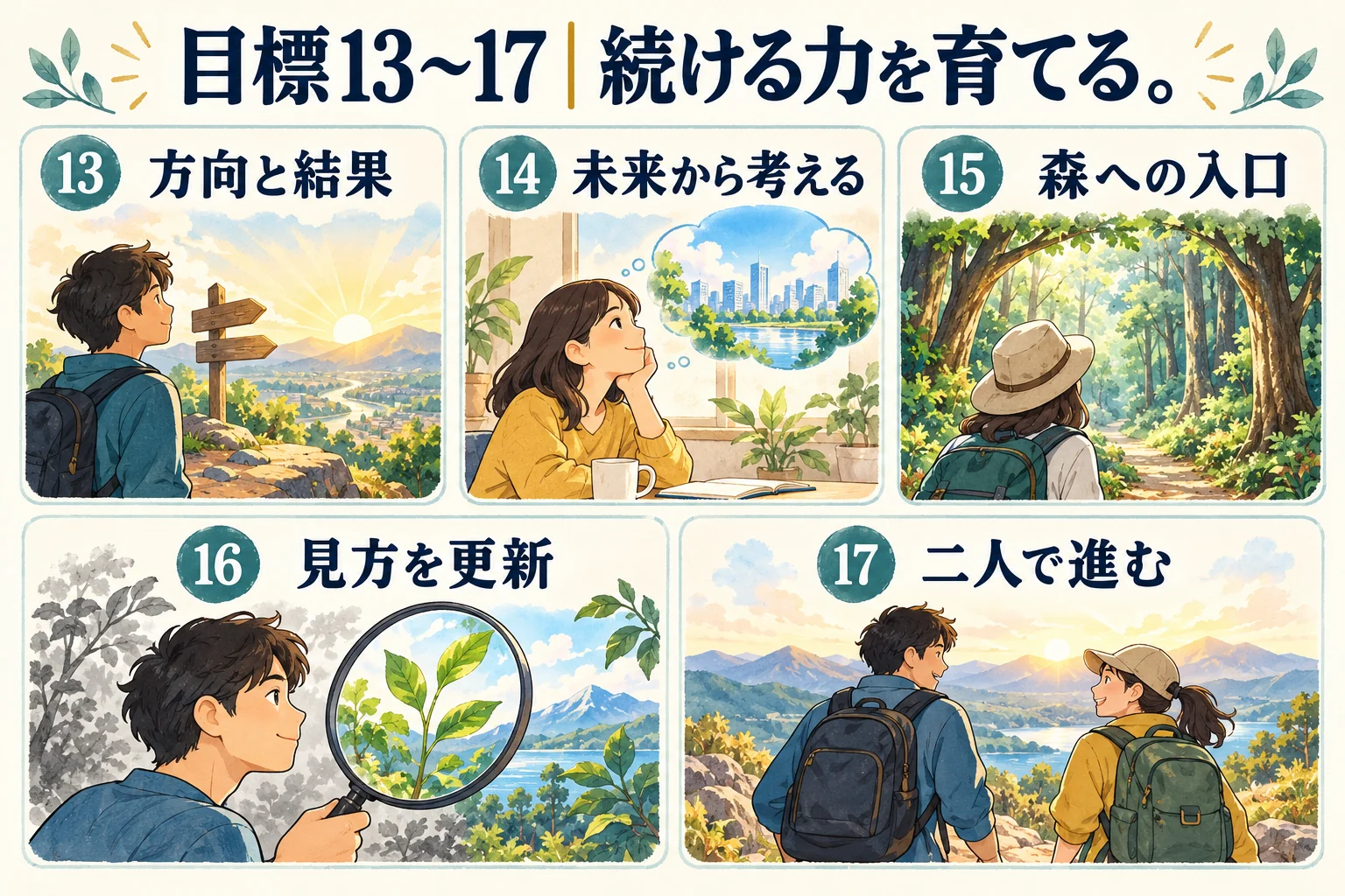 目標13から17。OKR、逆算思考、森との接点、見方の更新、二人組へ