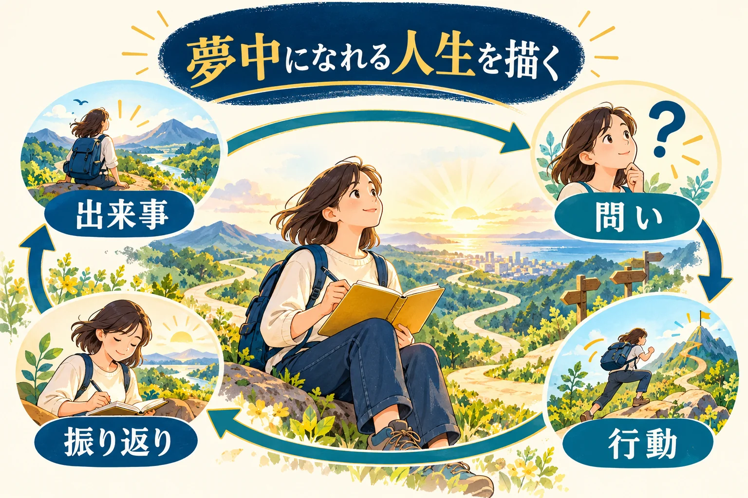 出来事・問い・行動・振り返りが続く人生の物語
