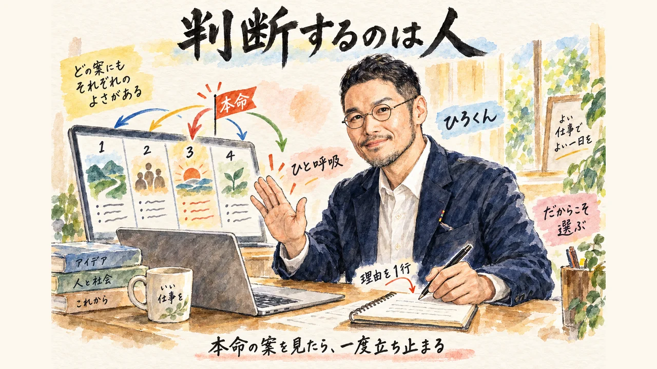 判断するのは人｜本命の案を見た後に、一度立ち止まる