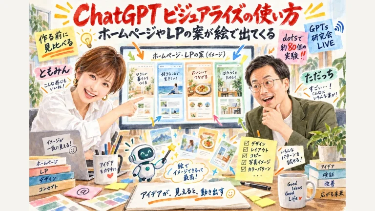 ChatGPT ビジュアライズの使い方の全体像｜ホームページやLPの案が絵で出てくる