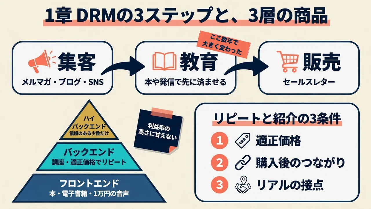DRMの3ステップと、3層の商品設計