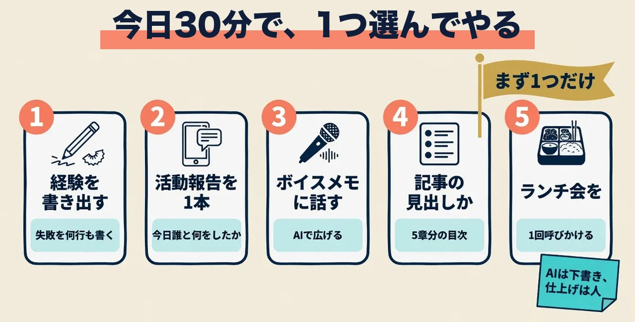 今日30分で、1つ選んでやる5つのこと