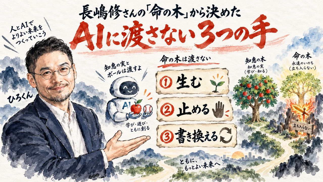 長嶋修さんの「命の木」とAIに渡さない手の図解