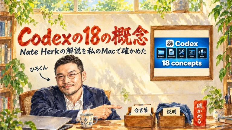 ひろくんが机の上の合言葉の箱と、説明に布がかかった箱を指さすアイキャッチ。壁に動画のサムネイル