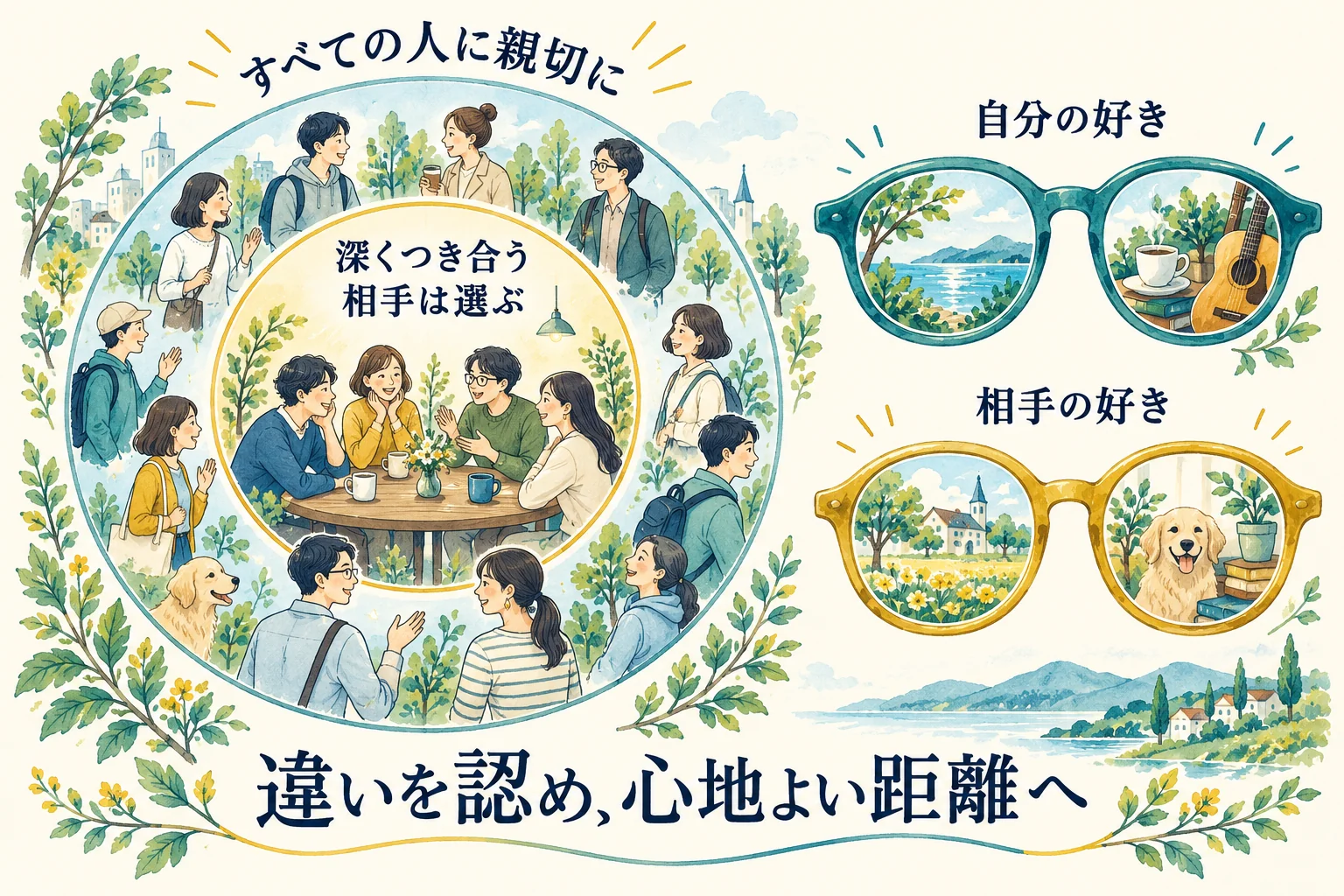 すべての人への親切と深くつき合う相手の選択を分け、相手との違いを認める