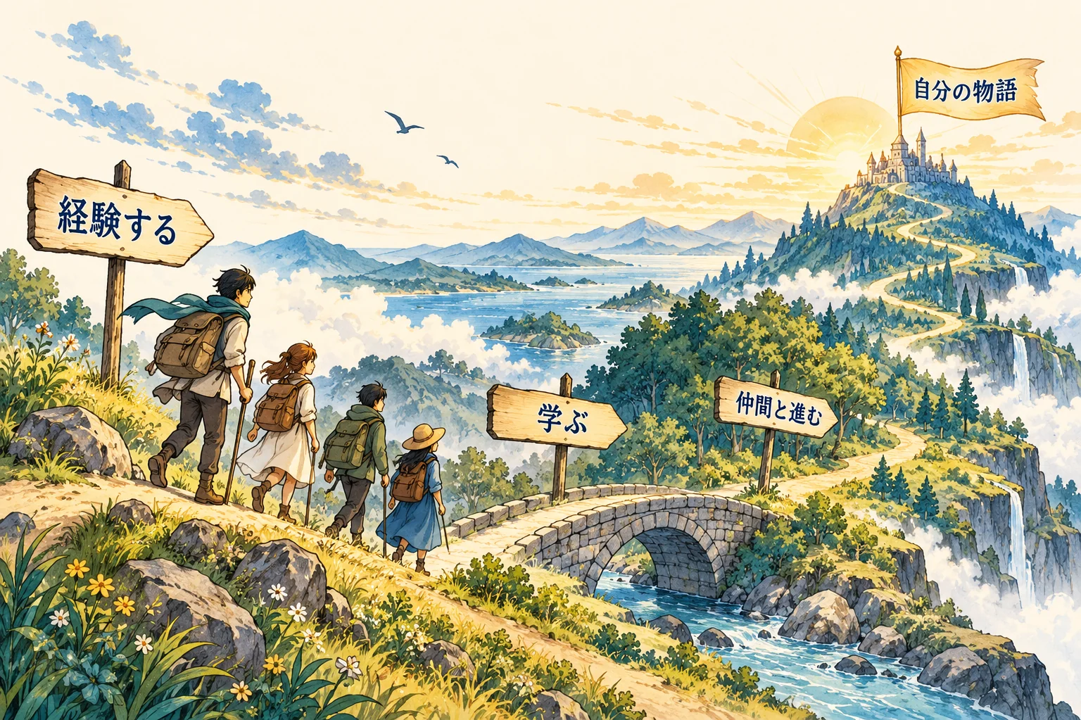 あとがきの人生を旅するゲームの比喩。経験し、仲間と進み、自分の物語を楽しむ