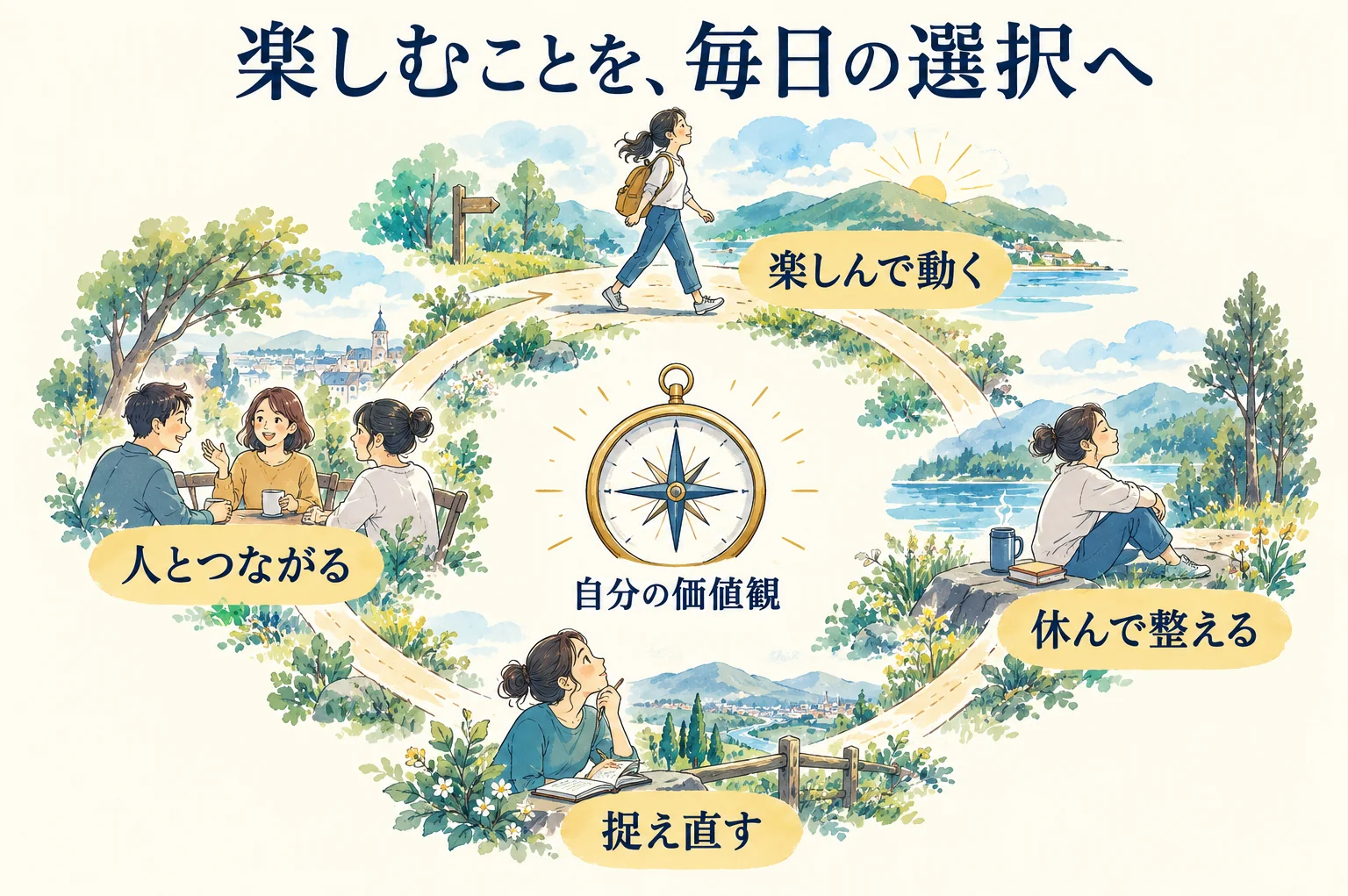 価値観から日々の行動を選び、人との関係と休息を支えて、いまを楽しむ循環