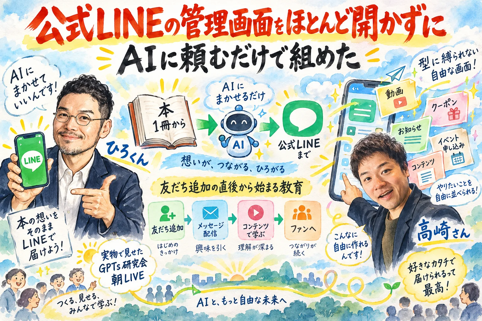 公式LINEをAIに頼むだけでリッチメニューまで組めたの図解
