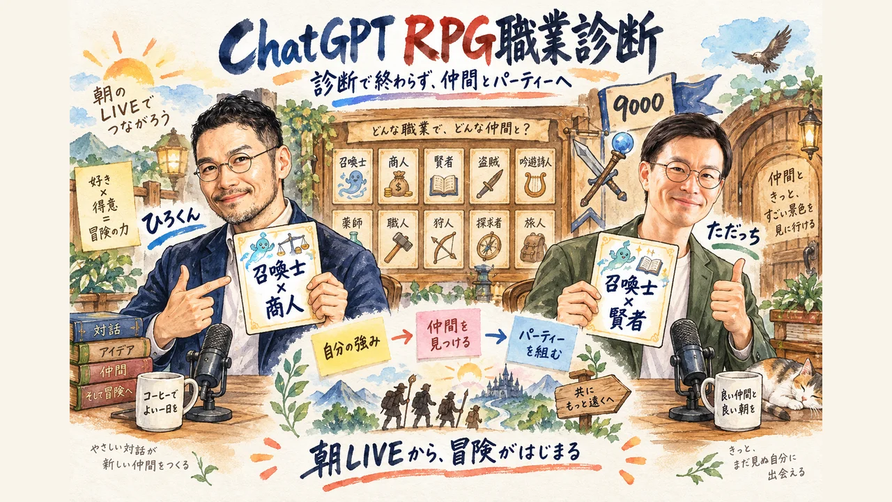 ChatGPT RPG職業診断、診断で終わらず仲間とパーティーを組む朝LIVE