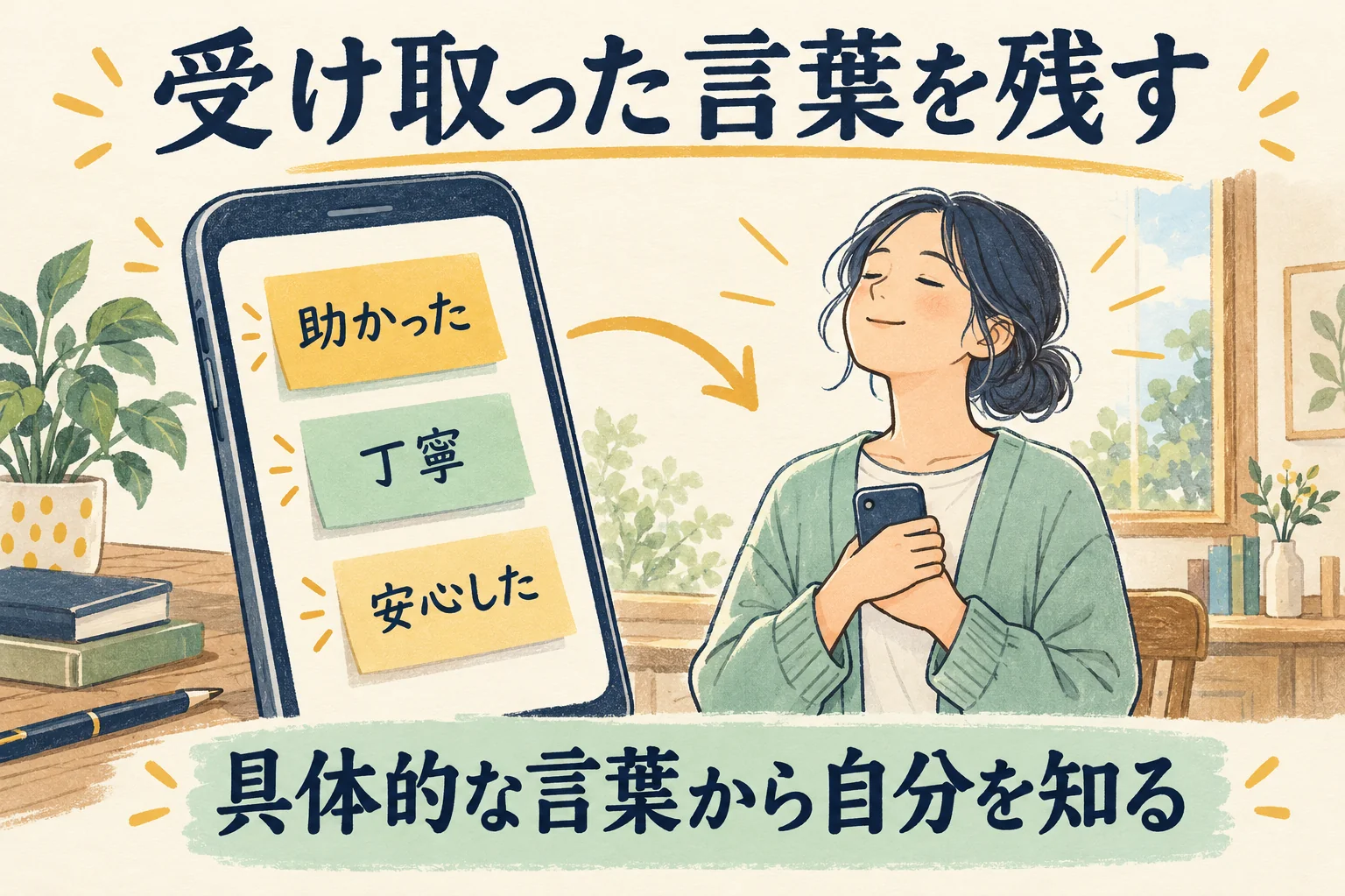 付録と終わりに。小さな褒め言葉を記録して、自分を表す言葉を増やす。