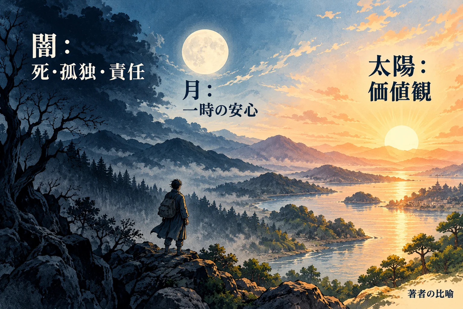 あとがきの闇・月・太陽という比喩。目先の安心と価値観を分ける