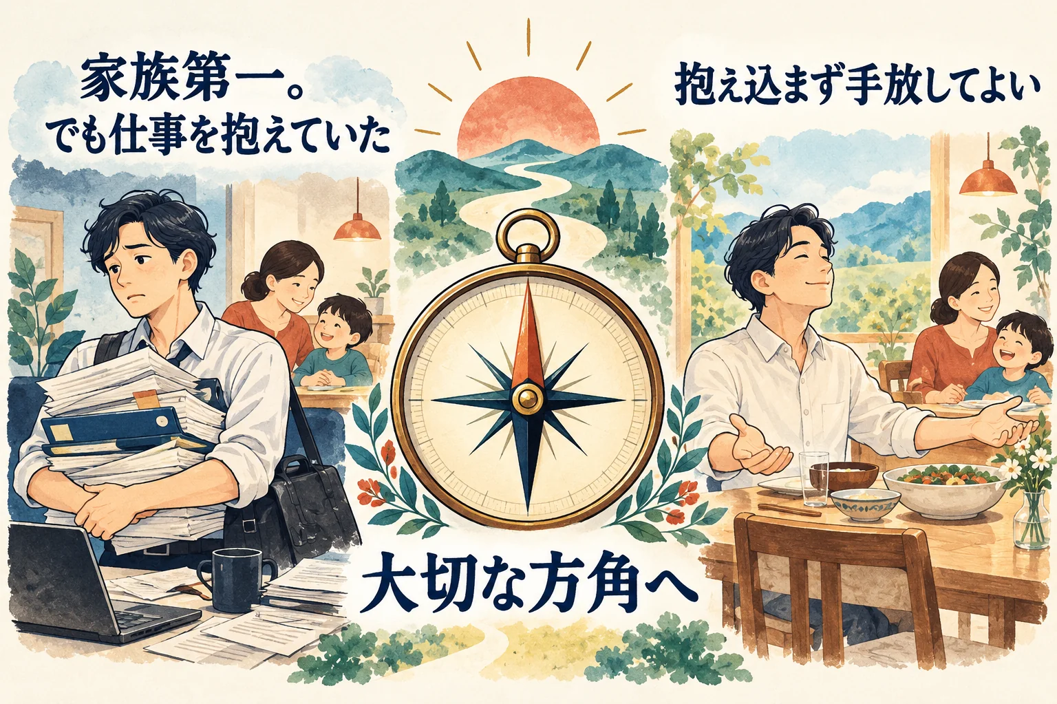 家族第一という価値観と、仕事を抱えた行動のずれを見つめる
