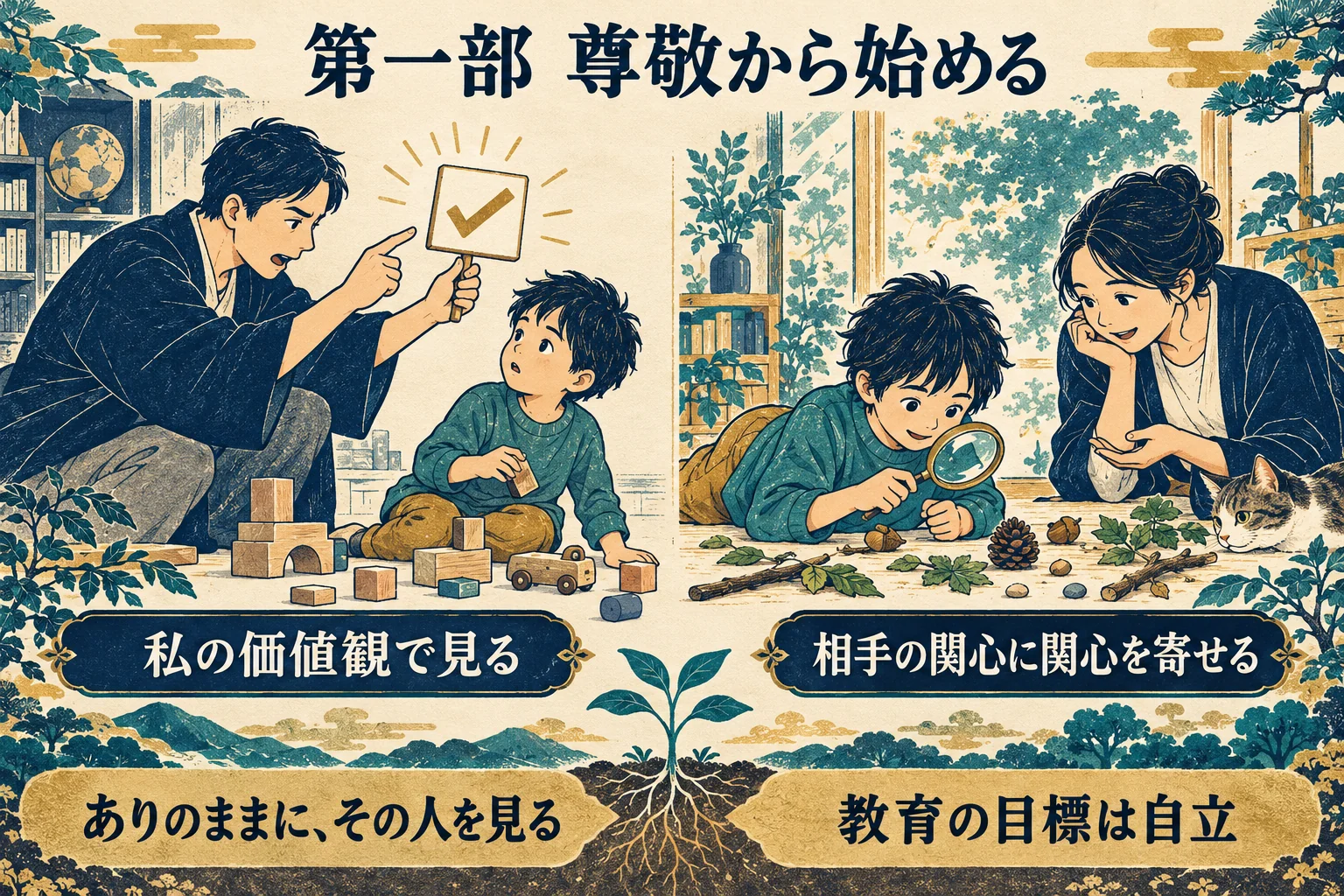 大人の価値観を押しつける見方と、子どもの関心に目を向ける尊敬の違い