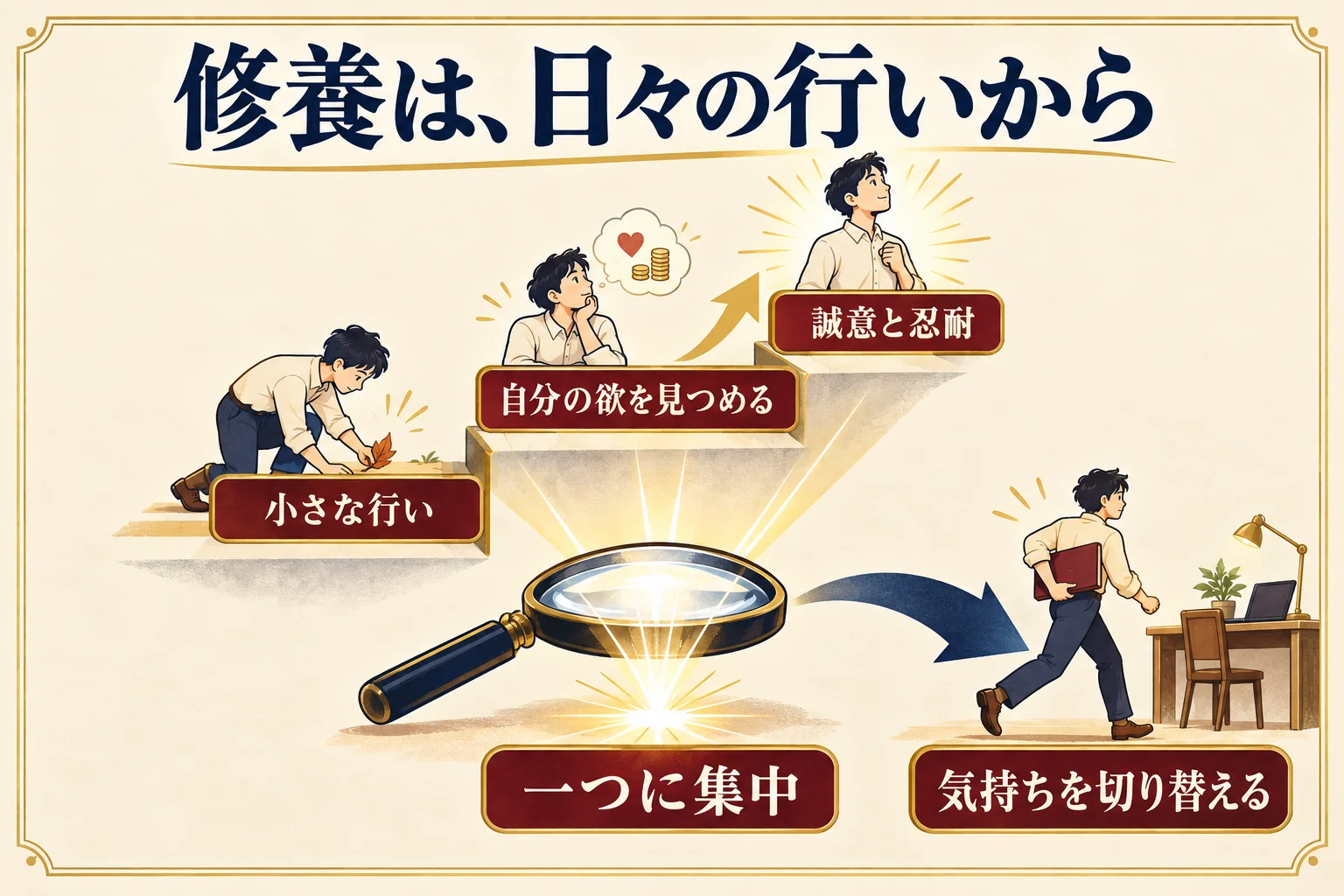 第5章。日常の小さな行いから克己と忍耐を養い、一つに集中して気持ちを切り替える