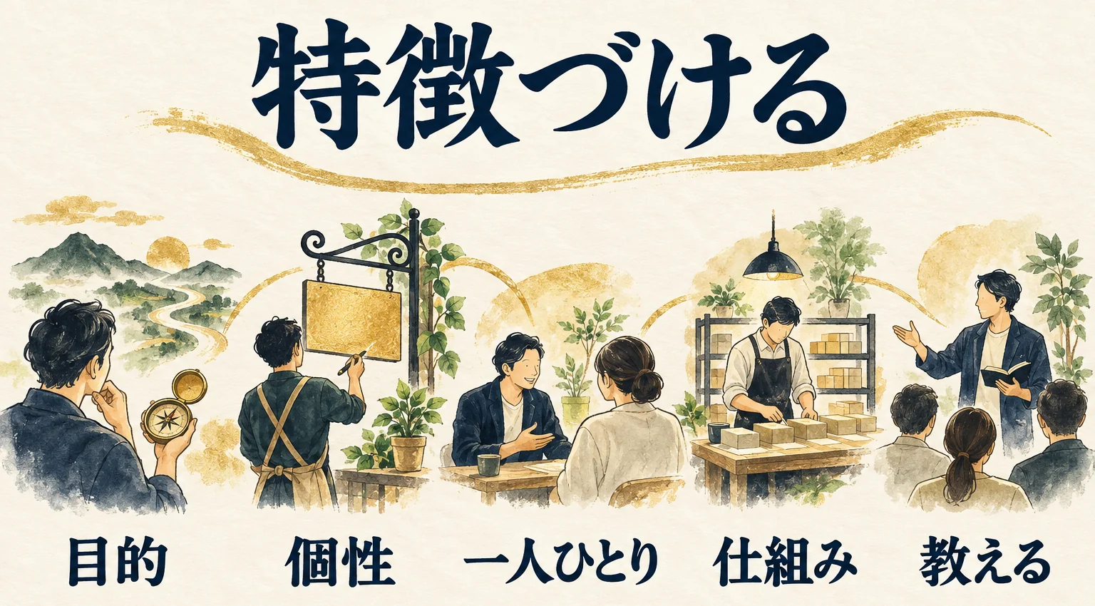目的・個性・一人ひとり・仕組み・教えるという第Ⅱ部の章順と論点を示す図
